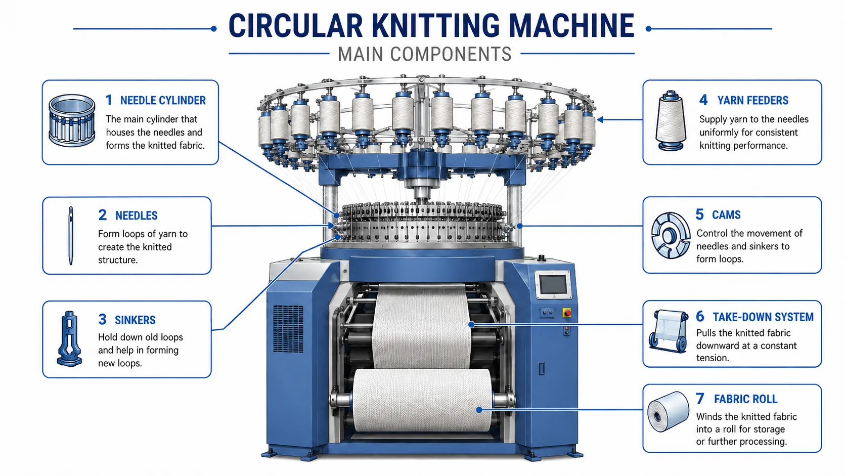 circular-knitting-machine-main-components komponen utama mesin rajut bundar