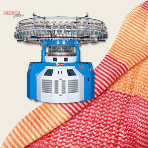 WELLKNIT LACJ 30-38 inch Single Computerized Jacquard Strip & Warp Circular Knitting Machine Dengan 4 Warna Untuk grid Jacquard Fabric
