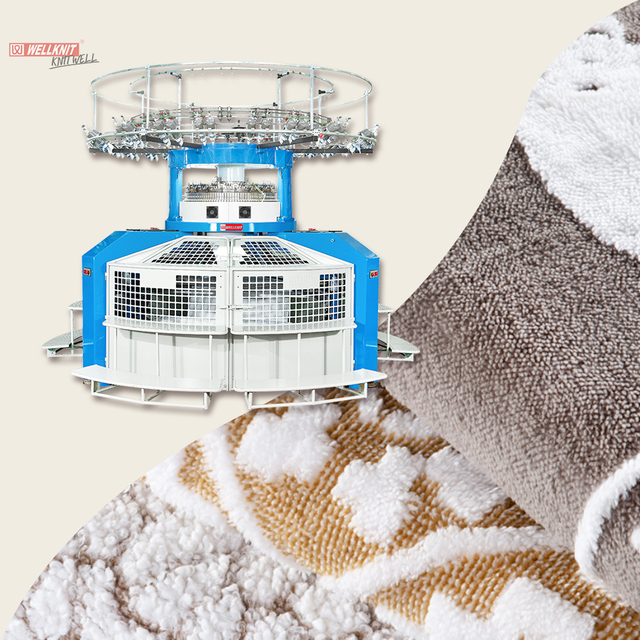 WELLKNIT SMJLP Pile Sherpa Jacquard Machine (Mesin Pemotong Pile) Mesin Rajut Melingkar Ganda